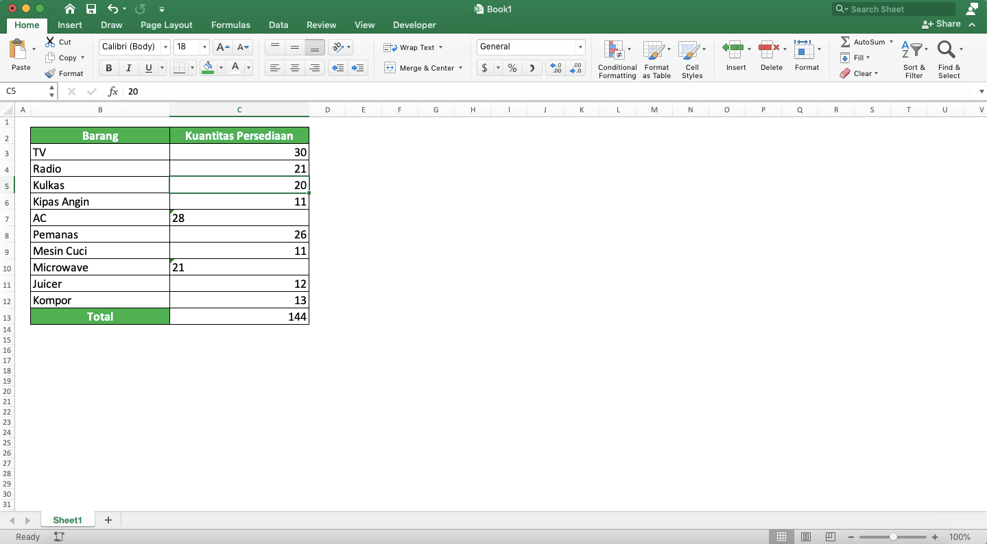 Cara Menjumlahkan di Excel Beserta Berbagai Rumus/Fungsinya - Screenshot Contoh Hasil Convert to Number di Excel