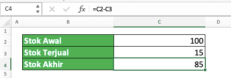 Cara Pengurangan di Excel Beserta Berbagai Rumus dan Fungsinya - Screenshot Contoh Pengurangan Angka di Excel