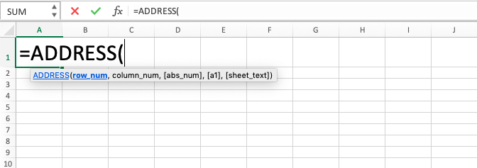 Fungsi ADDRESS Pada Excel - Screenshot Langkah 2