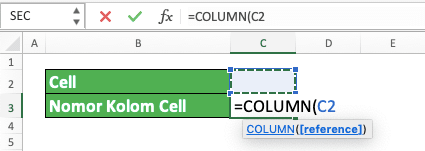 Cara Menggunakan Fungsi COLUMN pada Microsoft Excel: Kegunaan, Contoh, dan Langkah Penulisan - Screenshot Langkah 3