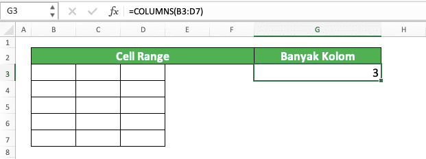 Cara Menggunakan Rumus COLUMNS Excel: Fungsi, Contoh, dan Langkah Penulisan - Screenshot Langkah 6