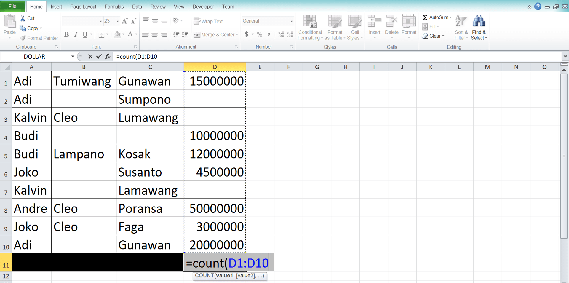 Fungsi/Rumus COUNT: Kegunaan, Contoh, dan Cara Menggunakan - Screenshot Langkah 3
