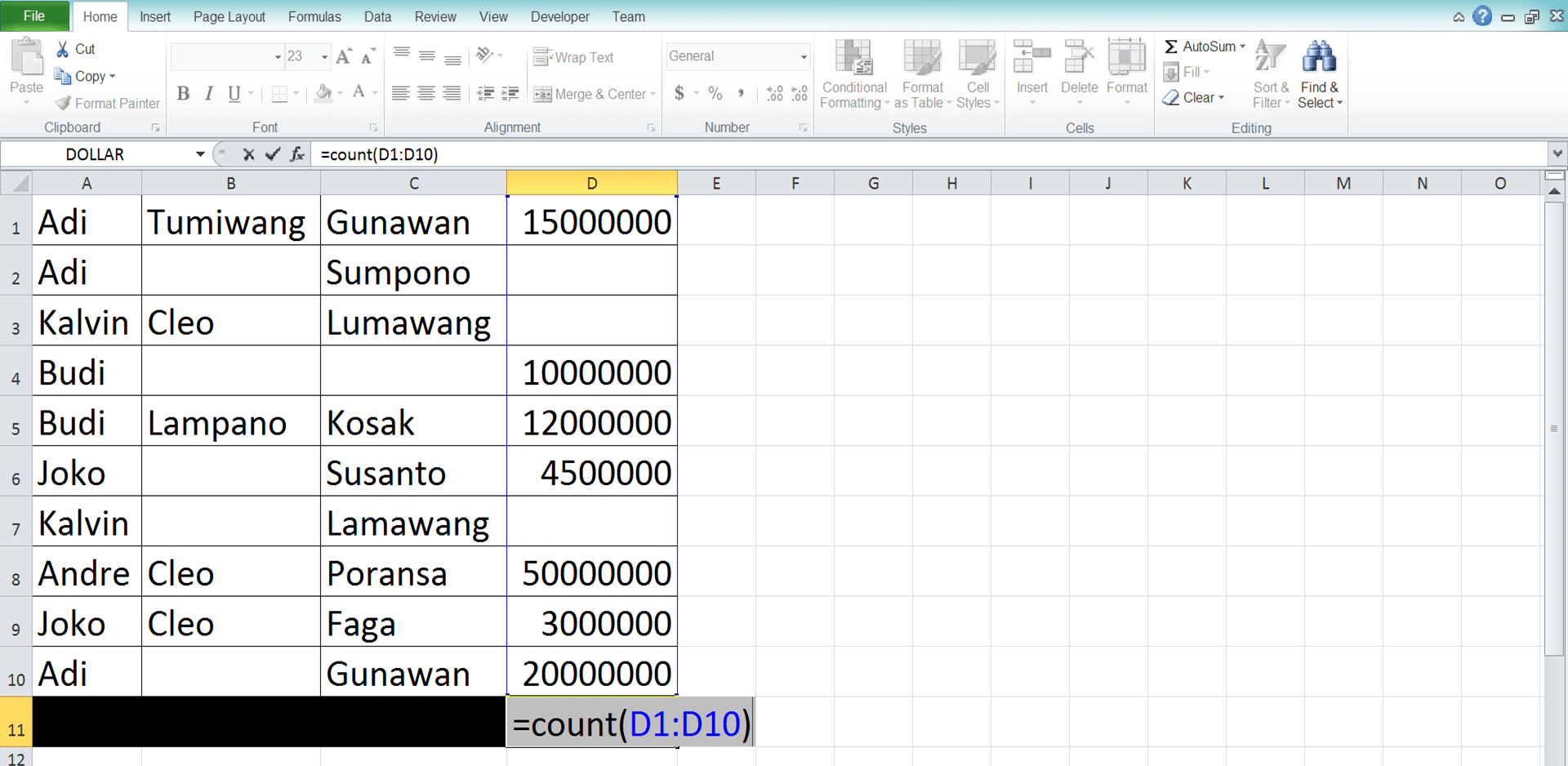 Fungsi/Rumus COUNT: Kegunaan, Contoh, dan Cara Menggunakan - Screenshot Langkah 4