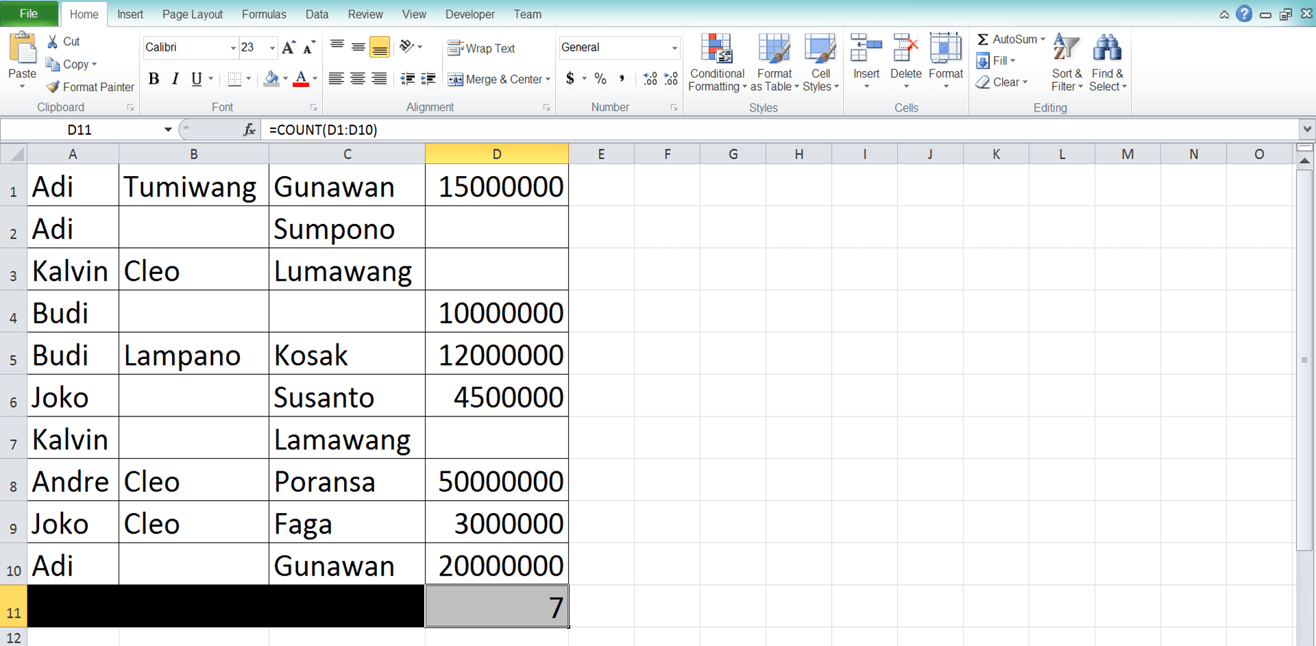 Fungsi/Rumus COUNT: Kegunaan, Contoh, dan Cara Menggunakan - Screenshot Langkah 6