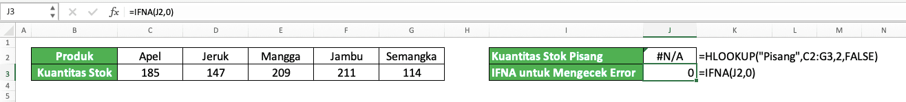 Cara Menggunakan Fungsi IFNA Excel: Kegunaan, Contoh, dan Langkah Penulisan - Screenshot Contoh Implementasi IFNA