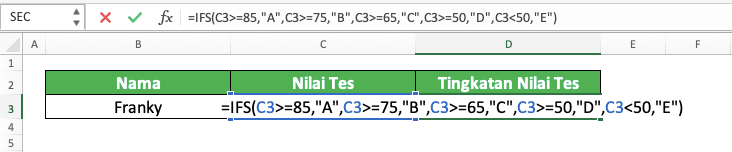 Cara Menggunakan Rumus IFS Excel: Fungsi, Contoh, dan Langkah Penulisan - Screenshot Langkah 6