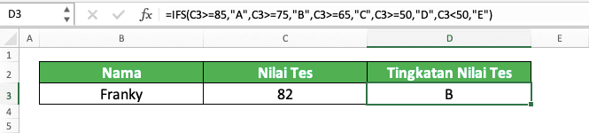 Cara Menggunakan Rumus IFS Excel: Fungsi, Contoh, dan Langkah Penulisan - Screenshot Langkah 8