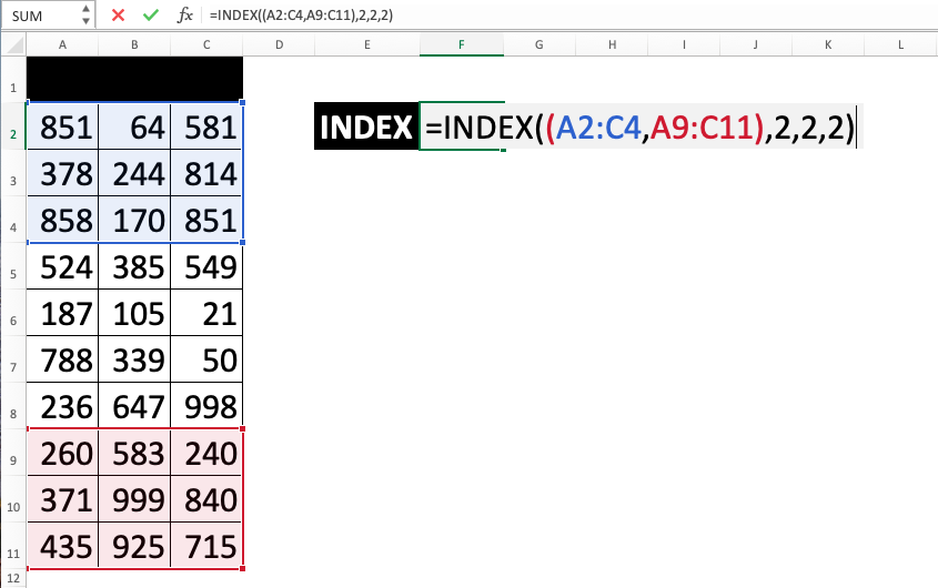 Rumus INDEX Excel - Screenshot Langkah 2-8