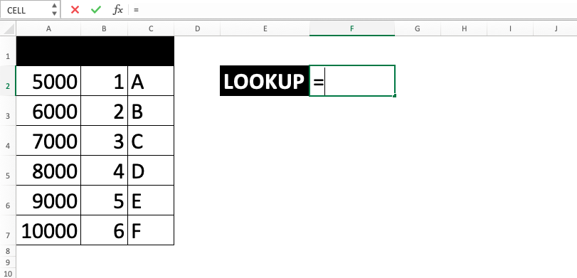 Rumus LOOKUP Excel - Screenshot Langkah 1-1