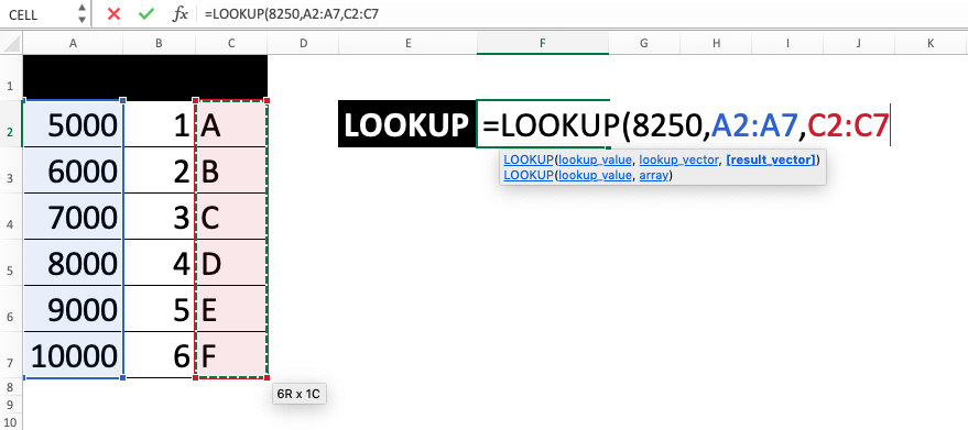 Rumus LOOKUP Excel - Screenshot Langkah 1-5