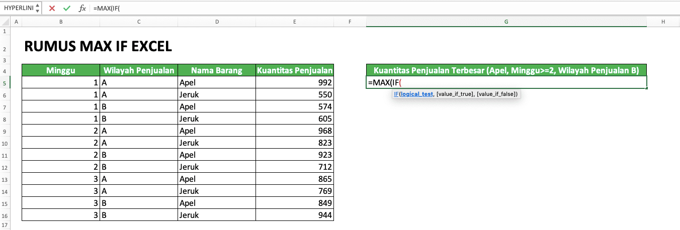 Cara Menggunakan Rumus MAX IF Excel: Kegunaan, Contoh, dan Penulisan - Screenshot Langkah 3