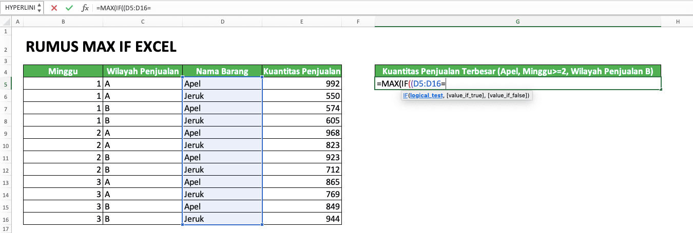 Cara Menggunakan Rumus MAX IF Excel: Kegunaan, Contoh, dan Penulisan - Screenshot Langkah 4