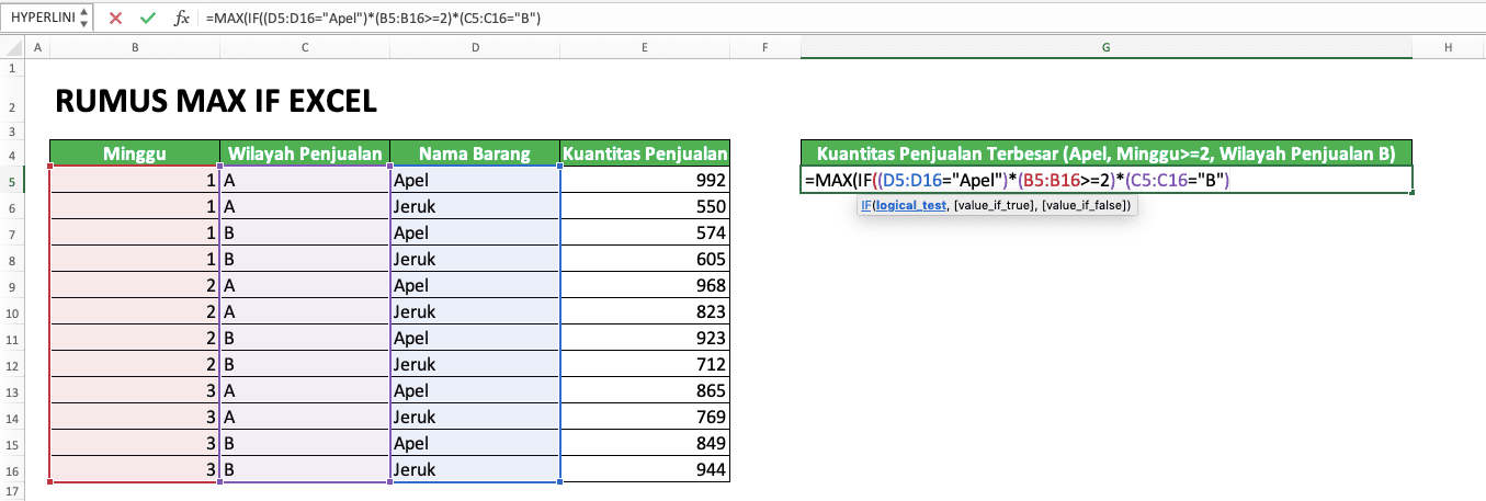 Cara Menggunakan Rumus MAX IF Excel: Kegunaan, Contoh, dan Penulisan - Screenshot Langkah 6-2