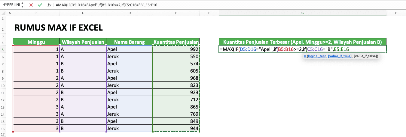 Cara Menggunakan Rumus MAX IF Excel: Kegunaan, Contoh, dan Penulisan - Screenshot Langkah 7