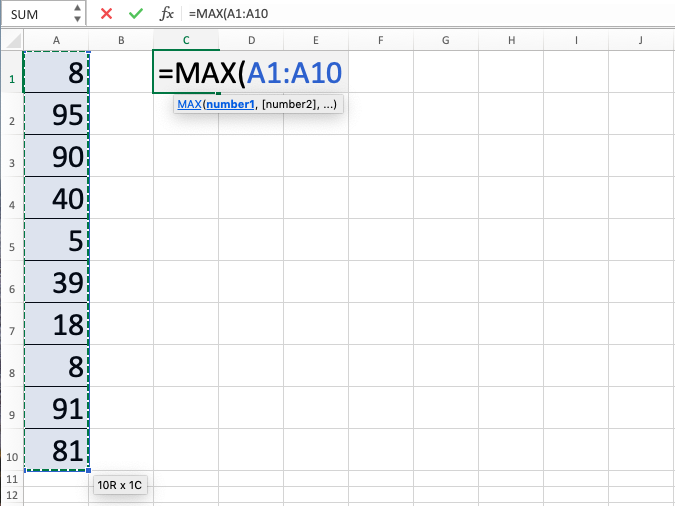 Fungsi MAX - Screenshot Langkah 3