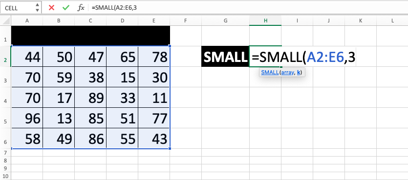 Rumus SMALL Excel - Screenshot Langkah 4