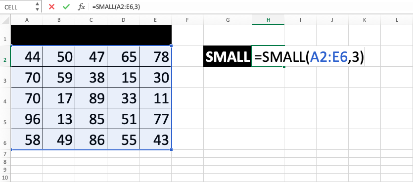 Rumus SMALL Excel - Screenshot Langkah 5