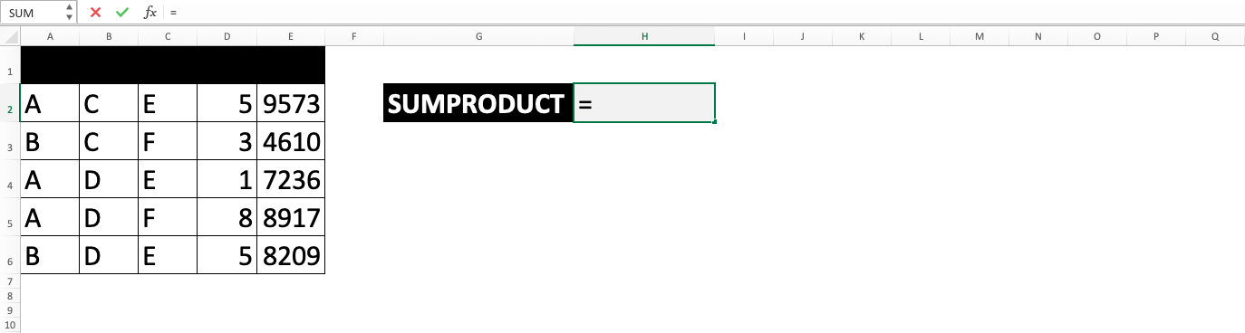 Rumus SUMPRODUCT - Screenshot Langkah 3-1