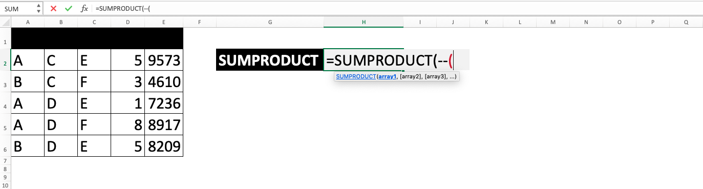 Rumus SUMPRODUCT - Screenshot Langkah 3-3