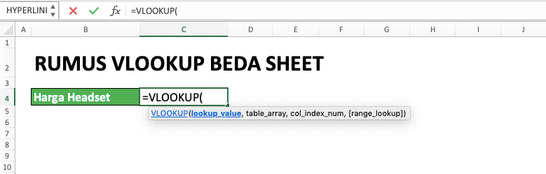 Panduan Penggunaan Rumus VLOOKUP Beda Sheet - Screenshot Langkah 2