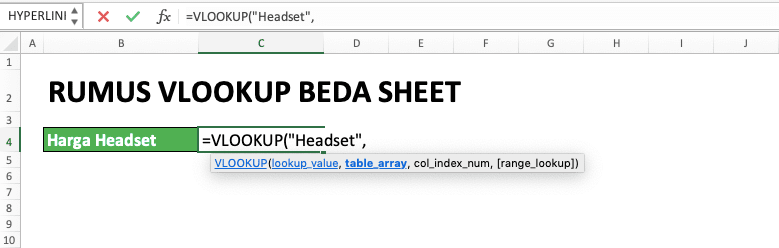 Panduan Penggunaan Rumus VLOOKUP Beda Sheet - Screenshot Langkah 3