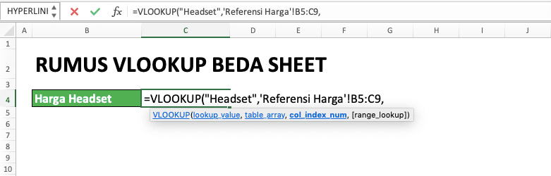 Panduan Penggunaan Rumus VLOOKUP Beda Sheet - Screenshot Langkah 4