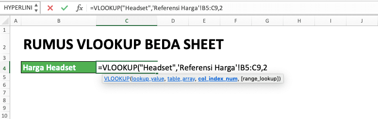 Panduan Penggunaan Rumus VLOOKUP Beda Sheet - Screenshot Langkah 5