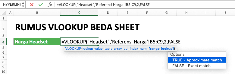 Panduan Penggunaan Rumus VLOOKUP Beda Sheet - Screenshot Langkah 6