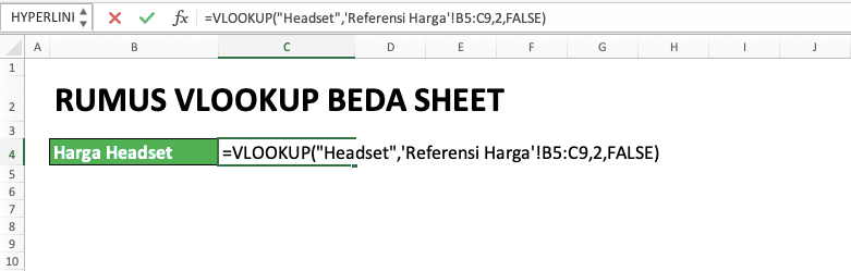 Panduan Penggunaan Rumus VLOOKUP Beda Sheet - Screenshot Langkah 7