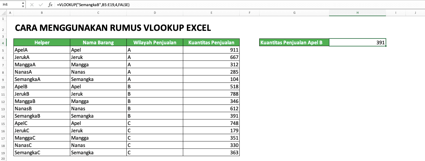 Rumus VLOOKUP Excel: Fungsi, Contoh, dan Cara Menggunakan - Screenshot Contoh VLOOKUP Dengan 2 Kriteria/Nilai Pencarian atau Lebih