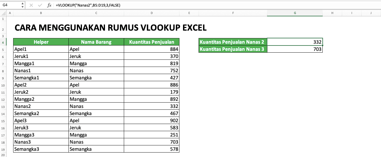 Rumus VLOOKUP Excel: Fungsi, Contoh, dan Cara Menggunakan - Screenshot Contoh VLOOKUP Kecocokan Ke-n
