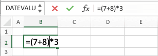Cara Menghitung di Excel - Screenshot Contoh Implementasi Tanda Kurung pada Penulisan Rumus Perhitungan Excel