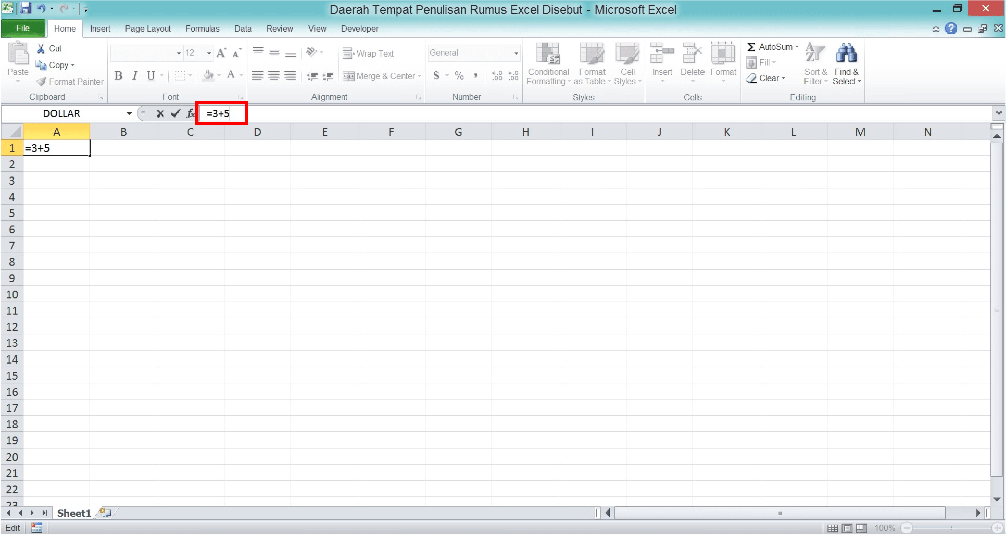 Daerah Tempat Penulisan Rumus Excel Disebut … - Screenshot Contoh Penulisan Rumus Excel di Formula Bar