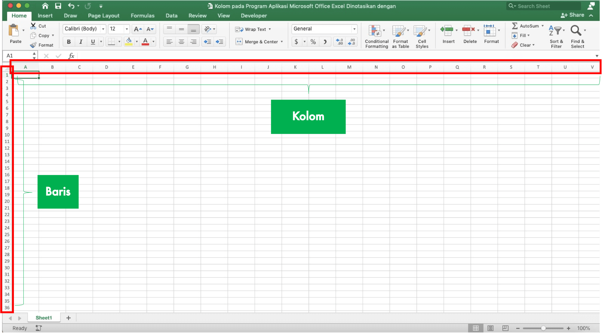 Kolom pada Program Aplikasi Microsoft Office Excel Dinotasikan dengan … - Screenshot Penunjuk Label Huruf Kolom dan Angka Baris di Excel