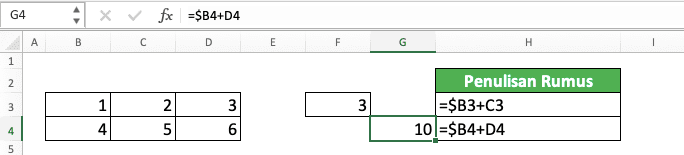 Cara Menggunakan Tanda Dolar ($) di Excel Beserta Definisi dan Fungsinya - Screenshot Contoh Hasil Salin Rumus Dengan Tanda $ di Depan Kolom Suatu Referensi Cell