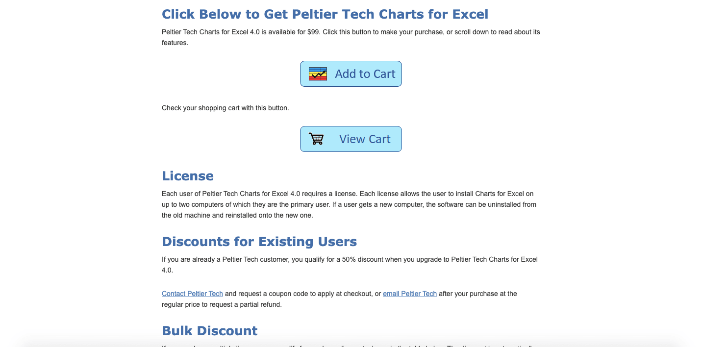 12 Add-In Excel Terbaik di 2025 - Screenshot Harga Peltier Tech Charts
