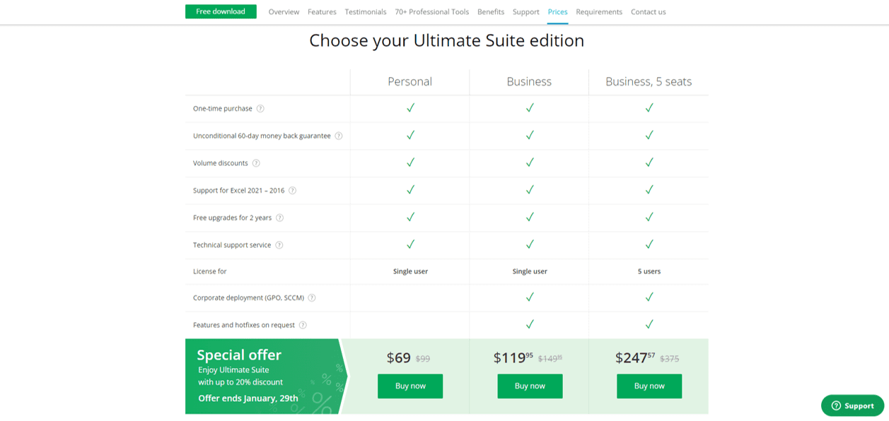 5 Alternatif Kutools for Excel Terbaik di 2025 - Screenshot Harga Ablebits