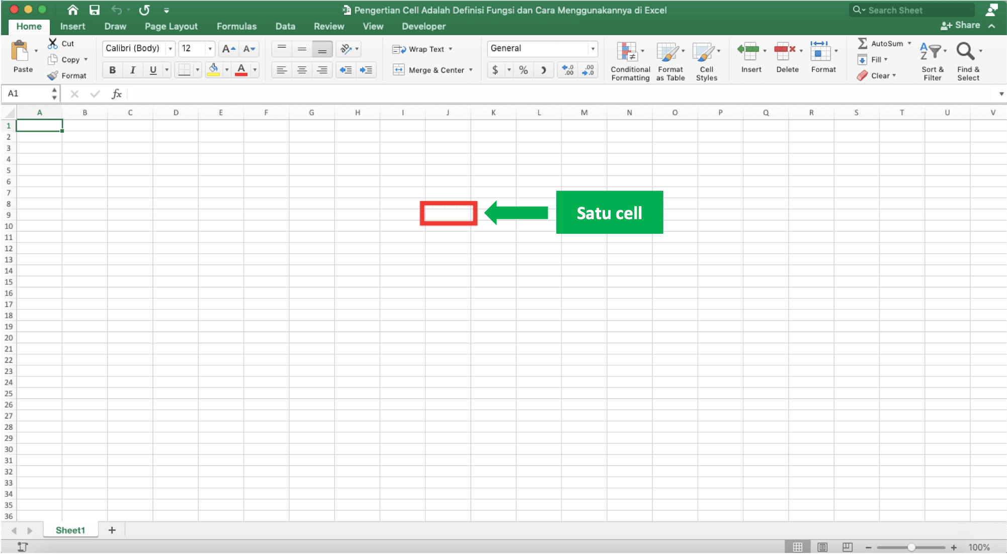 Pengertian Cell Adalah; Definisi, Fungsi, dan Cara Menggunakannya di Excel - Screenshot Contoh Tampilan Cell di Excel
