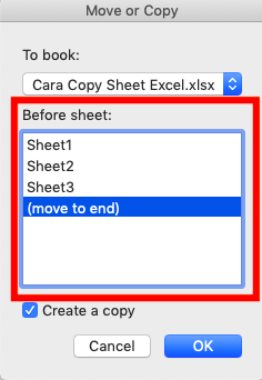 Cara Copy Sheet Excel - Screenshot Langkah 2-4