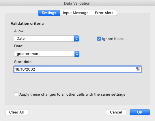 Data Validation di Excel: Fungsi dan Cara Menggunakannya - Screenshot Contoh Pengisian Boks Teks Range untuk Jenis Date di Dialog Box Data Validation