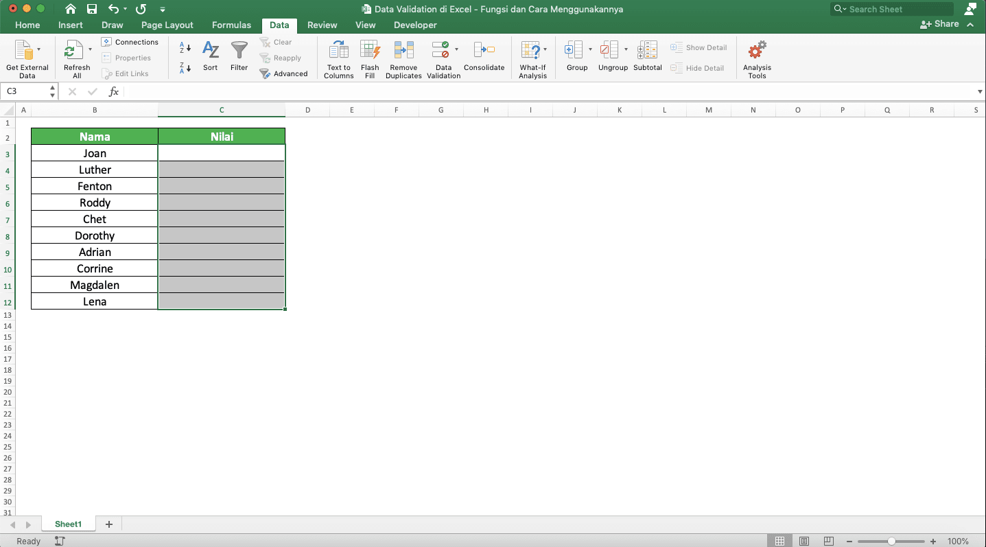 Data Validation di Excel: Fungsi dan Cara Menggunakannya - Screenshot Langkah Menghilangkan Data Validation 5