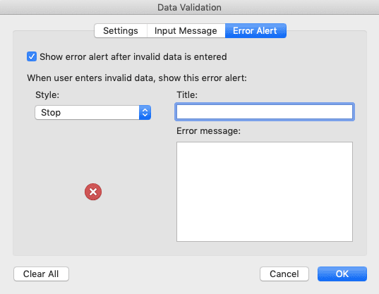 Data Validation di Excel: Fungsi dan Cara Menggunakannya - Screenshot Tab Error Alert di Dialog Box Data Validation