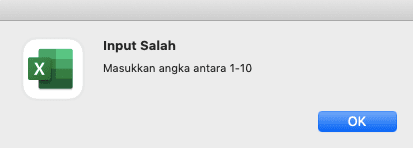 Data Validation di Excel: Fungsi dan Cara Menggunakannya - Screenshot Contoh Pesan Dialog Box Error Alert Jenis Information