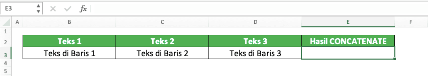 Cara Enter Tulisan di Excel - Screenshot Data Teks untuk Contoh Cara Enter di Excel dengan Rumus CHAR(10)