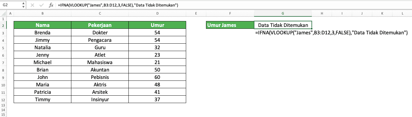 5 Fungsi Logika Excel yang Sebaiknya Kamu Pahami dan Cara Menggunakan Mereka + Contoh - Screenshot Contoh Implementasi IFNA