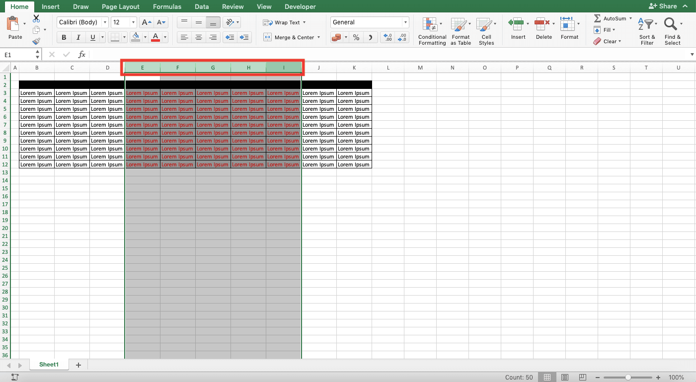 Cara Menghapus Kolom di Excel - Screenshot Langkah 1 Cara Klik Kanan