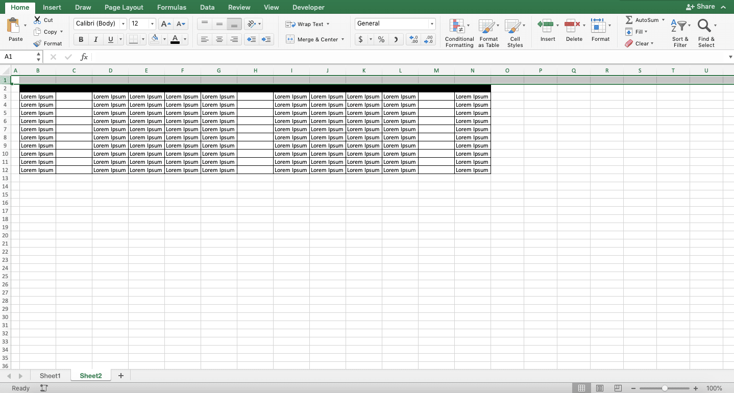 Cara Menghapus Kolom di Excel - Screenshot Langkah 1 Menghapus Kolom Kosong di Excel