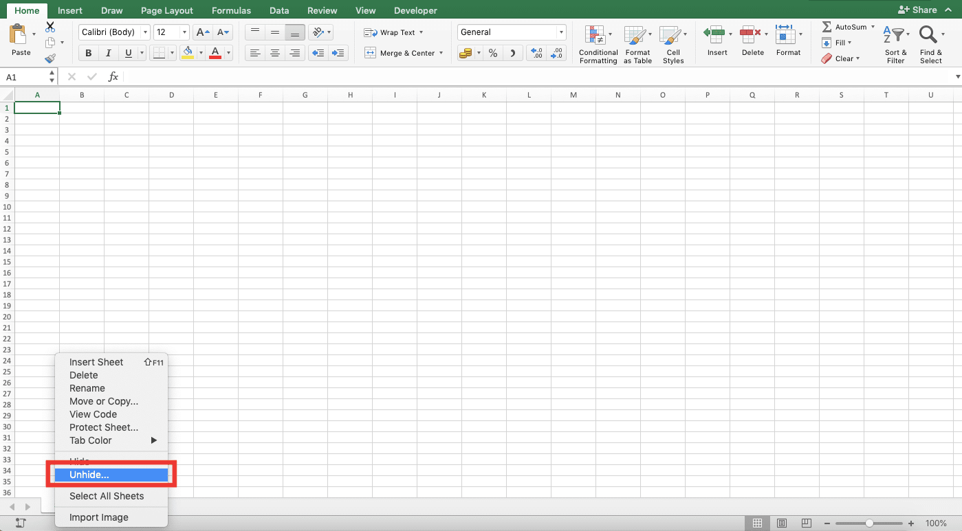 Cara Memunculkan Sheet Pada Excel - Screenshot Langkah 2-2