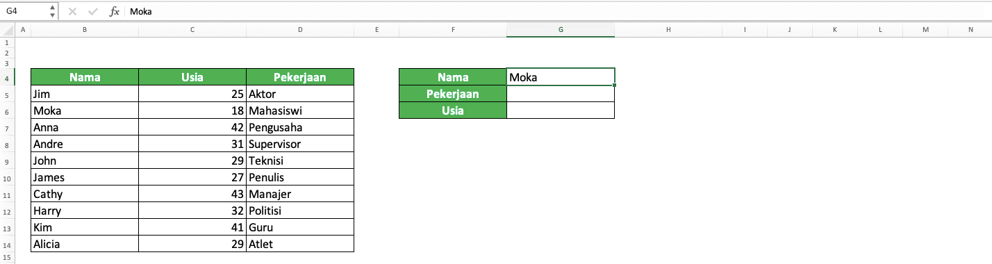 Nomor Indeks Kolom VLOOKUP: Apa Itu dan Bagaimana Cara Memasukkan Inputnya dengan Benar? - Screenshot Contoh Perhitungan Urutan Kolom untuk Penentuan Nomor Indeks Kolom VLOOKUP