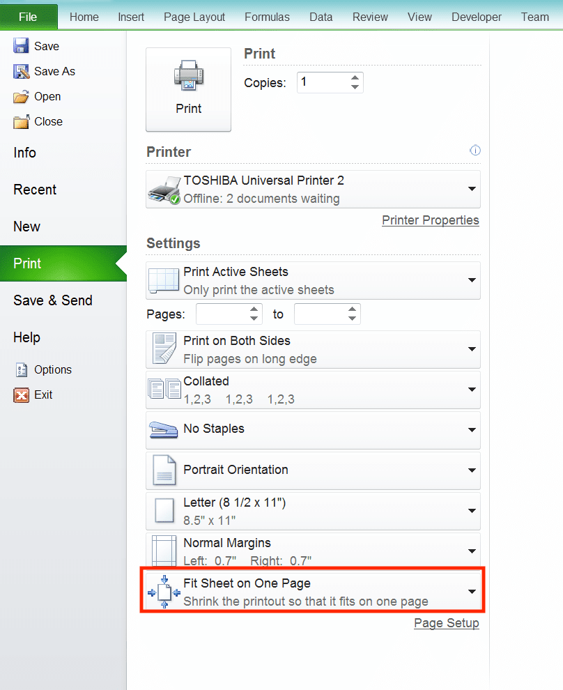 Cara Print Excel Agar Tidak Terpotong, Rapi, dan Full Kertas - Screenshot Contoh Pengaturan Fit Sheet on One Page